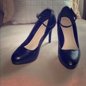 Black faux leather Mary Janes